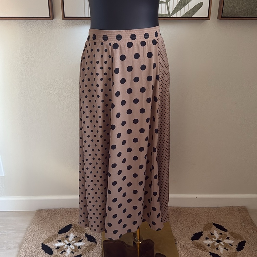 DR2 A-Line Skirt with Black Polka Dots